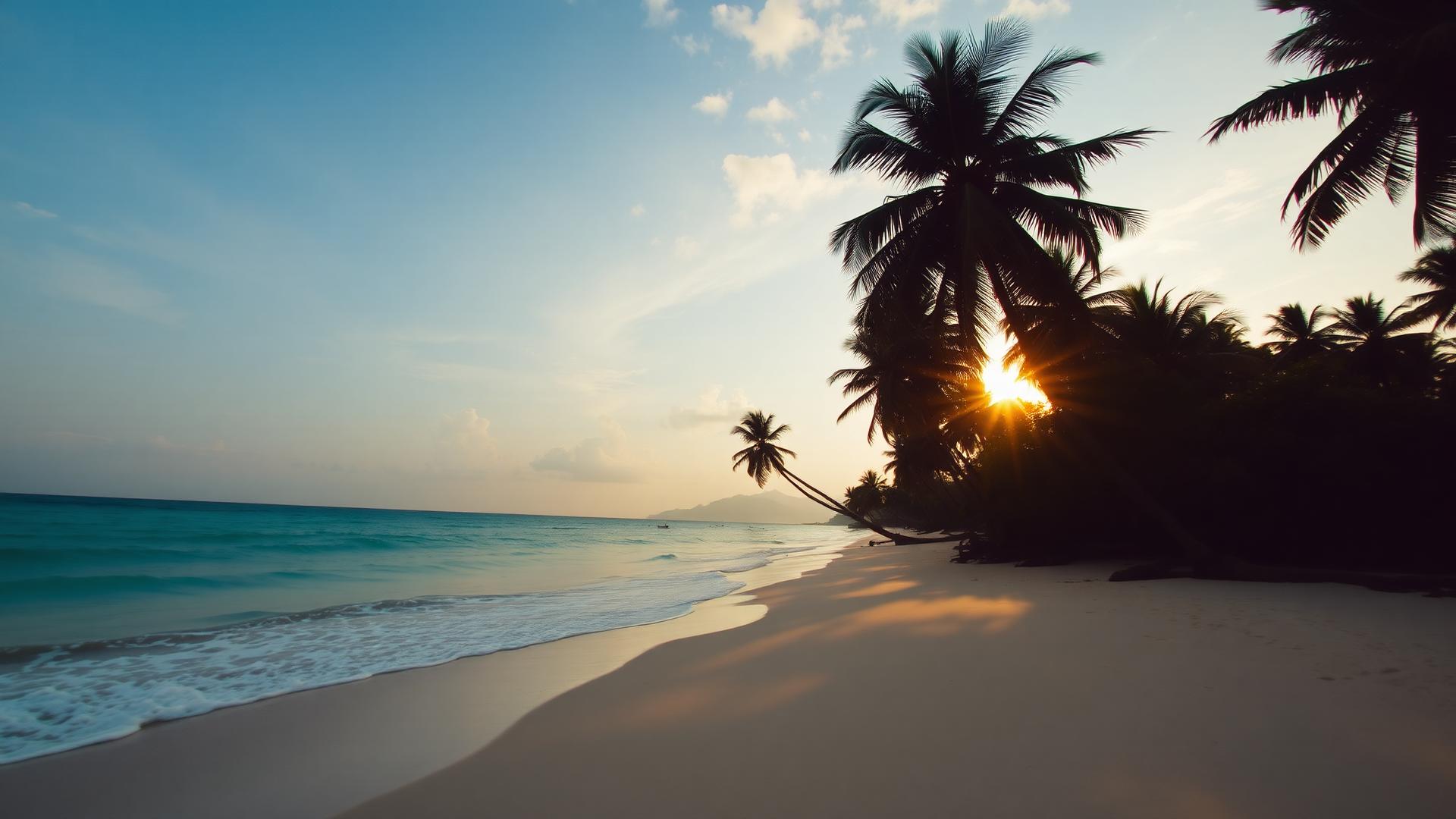 Tropical Indian sea coast with palms